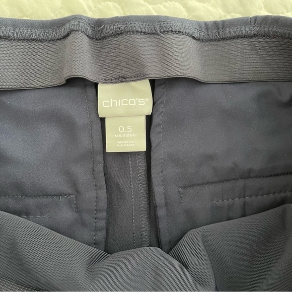 Chico’s pull on stretch flat front straight legs ankle navy blue pants size 6 - Picture 9 of 9